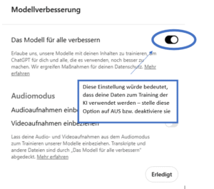 Screenshot Datenschutzeinstellung deaktivieren