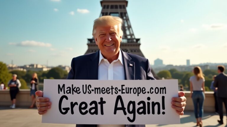 Gefälschtes KI-Bild von Donald Trump mit Schild „Make US-meets-Europe.com Great Again“, analysiert mit FotoForensics.