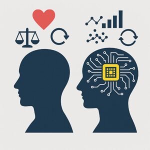 Mensch und KI: Wir denken, fühlen und entscheiden — KI erkennt nur Muster und verarbeitet Daten.