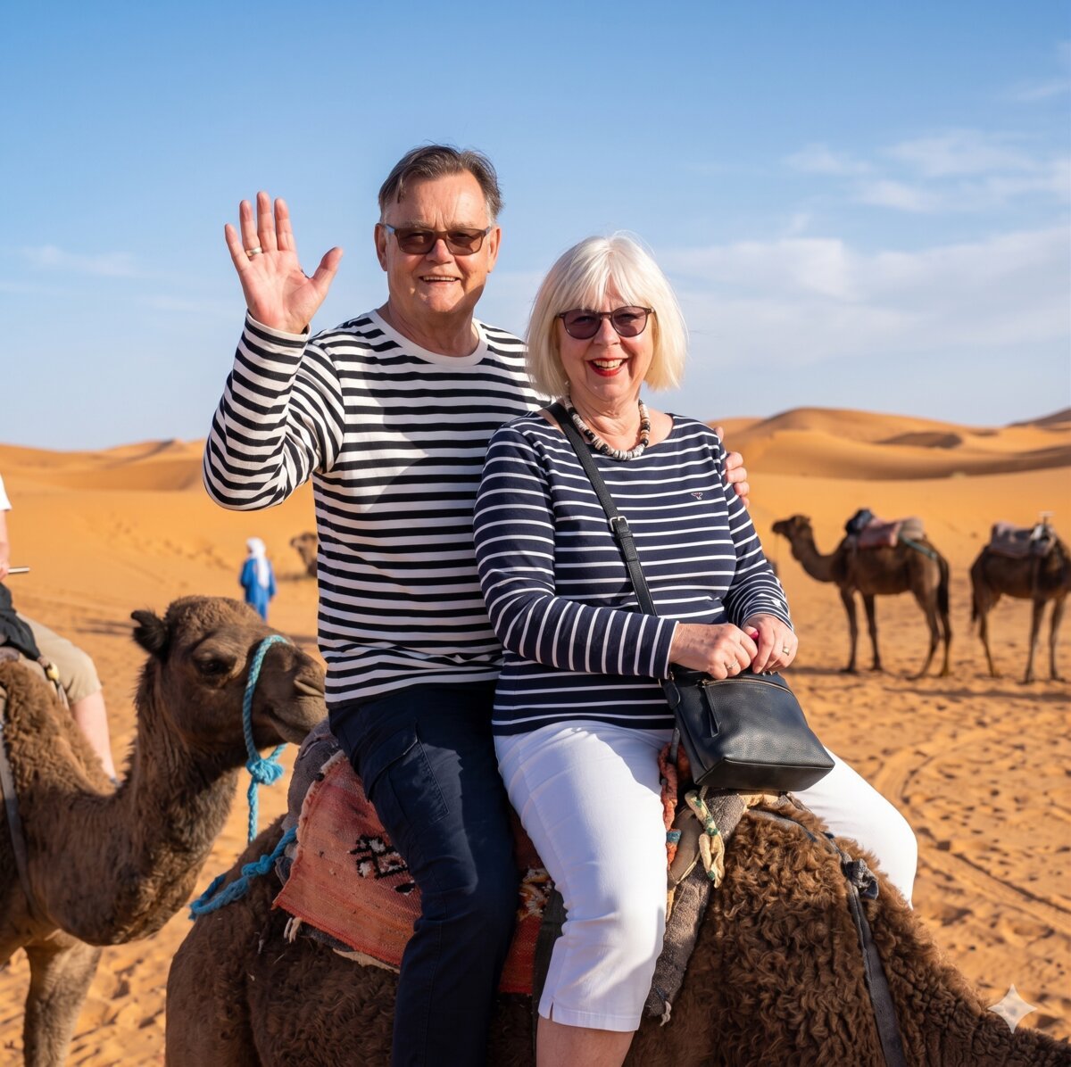 Auf dem Kamel durch die Wüste – erstellt mit Google Gemini