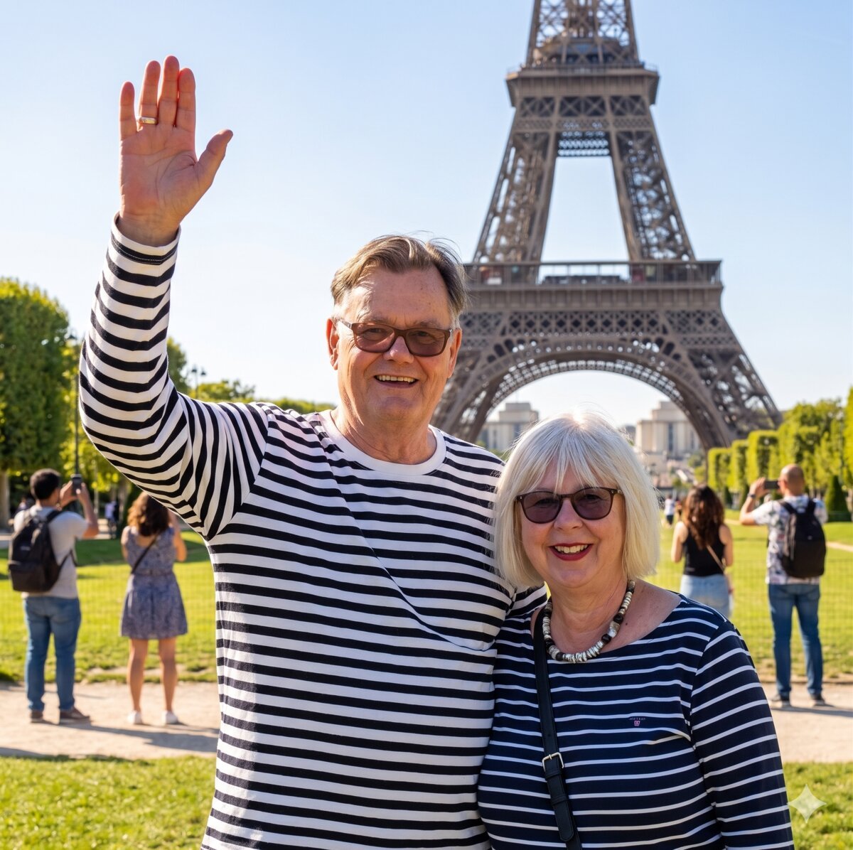 Vor dem Eiffelturm in Paris – erstellt mit Google Gemini