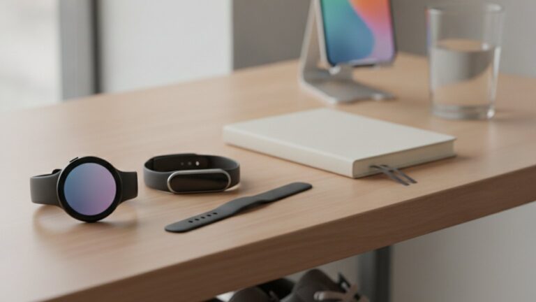 Unmarkierte Smartwatch und Fitness-Tracker mit abstrakter Gesundheitsauswertung ohne Logos