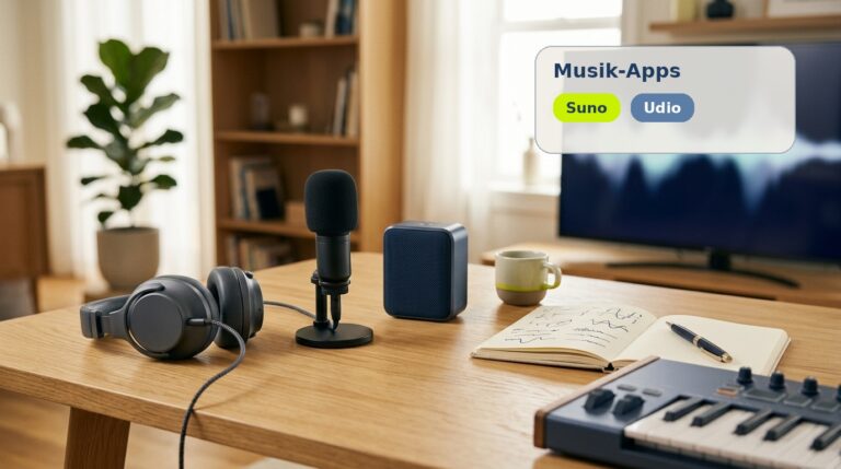 Musik-Apps Suno und Udio als Vergleich – Symbolbild für KI-Musik-Apps