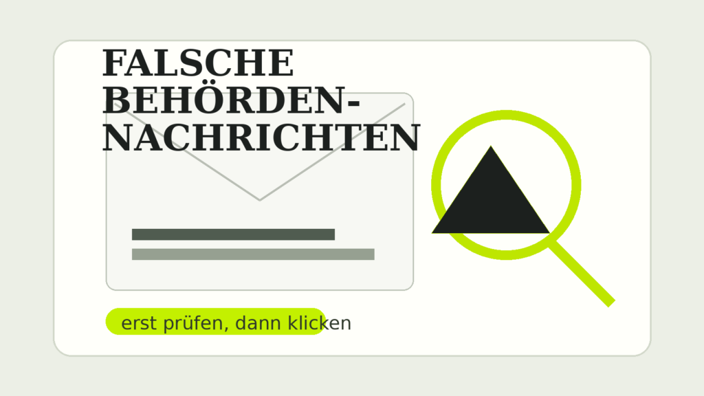 Symbolbild: verdächtige Behördennachricht mit Prüflupe