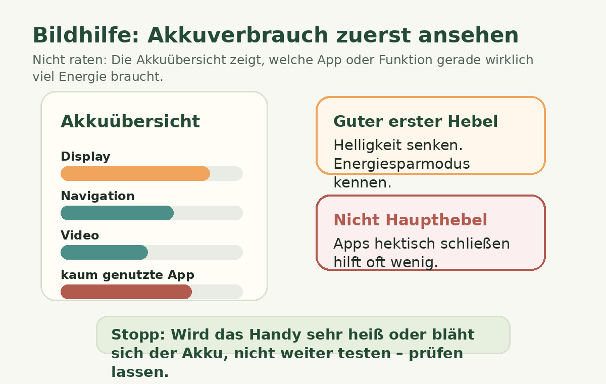 Bildhilfe: Akkuverbrauch prüfen und große Stromfresser erkennen