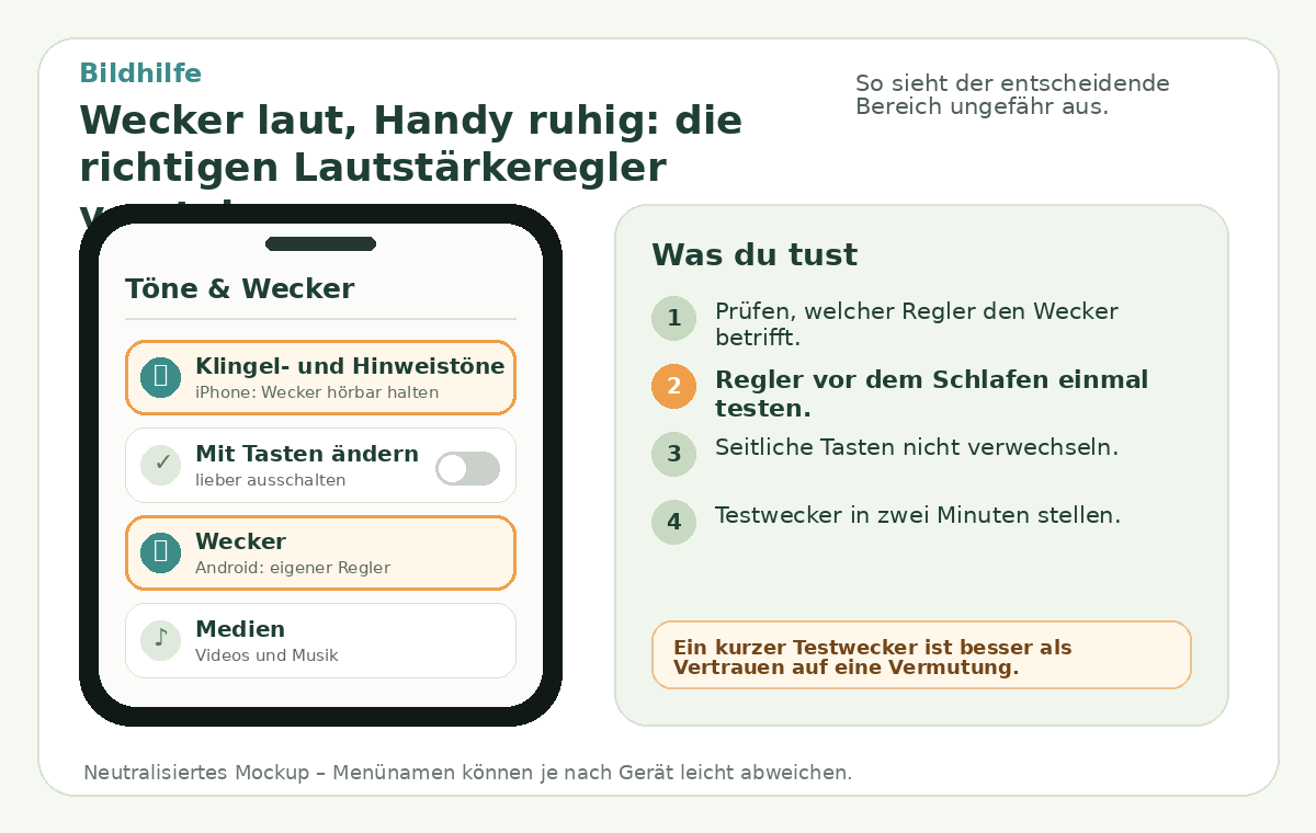 Bildhilfe: Wecker laut, Handy ruhig: die richtigen Lautstärkeregler verstehen