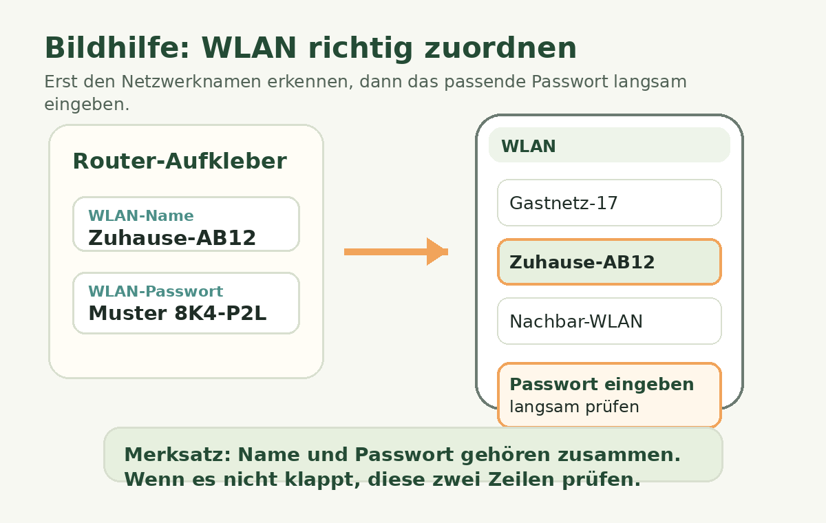 Bildhilfe: WLAN-Name und WLAN-Passwort auf dem Router-Aufkleber erkennen