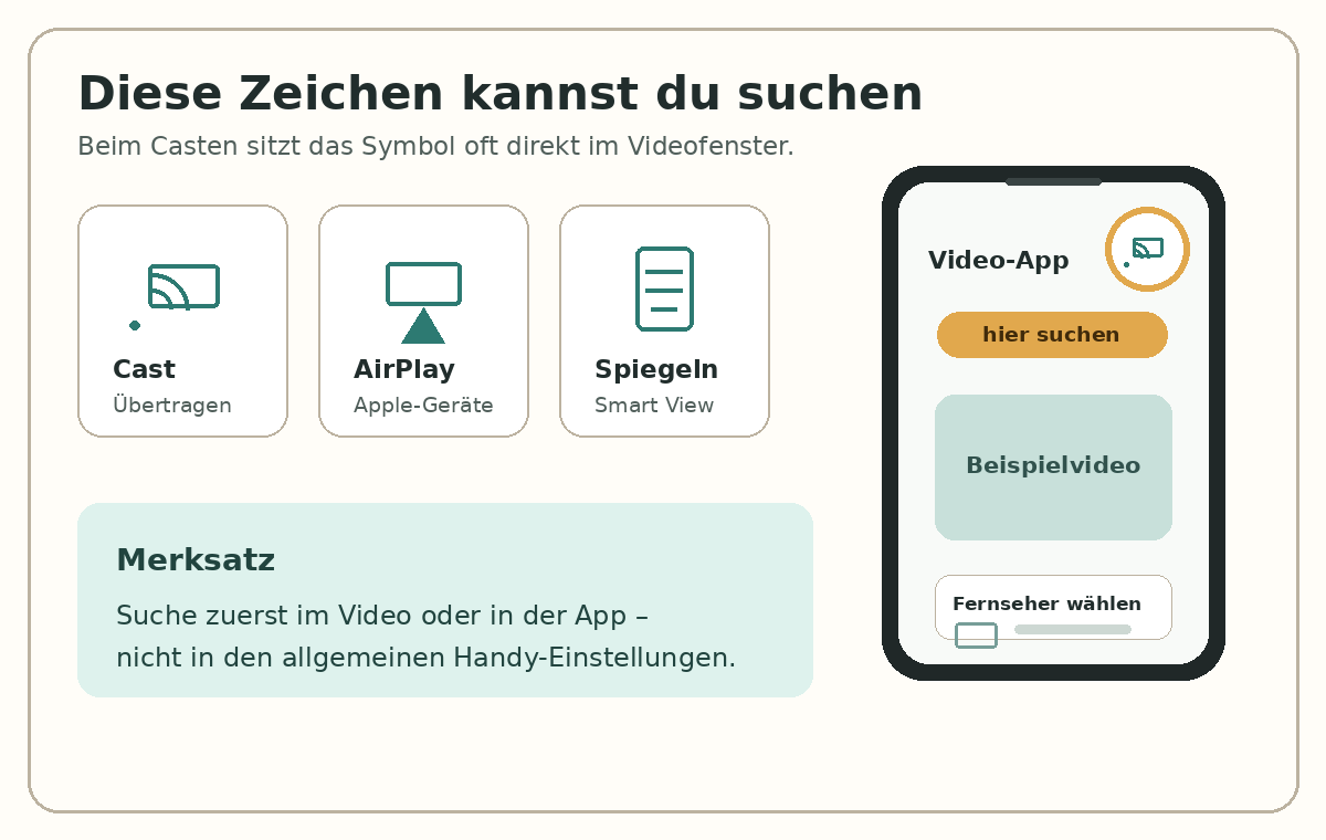 Bildhilfe: Cast, AirPlay und Bildschirm spiegeln auf dem Handy erkennen