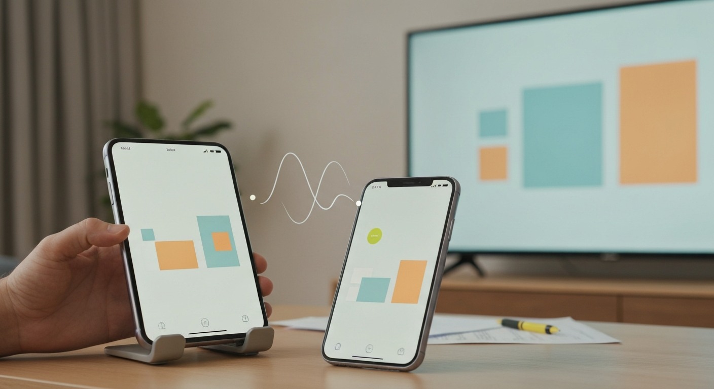 Smartphone und Fernseher zeigen abstrakte Flächen als Bild für Casten.