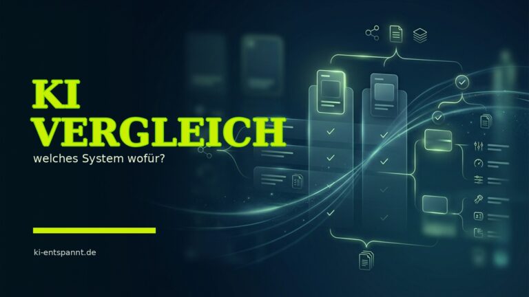 ChatGPT, Gemini, Claude oder Perplexity: Welche KI hilft beim Einkaufen? – Titelbild im dunklen KI-Systeme-Stil