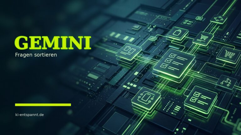 Gemini: Einkaufsfragen sortieren und Checklisten erstellen – Titelbild im dunklen KI-Systeme-Stil