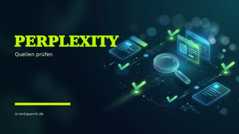 Perplexity: Preise, Quellen und Anbieter prüfen – Titelbild im dunklen KI-Systeme-Stil