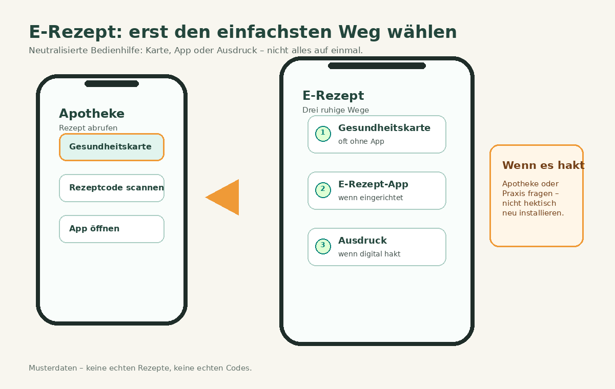 Bildhilfe: E-Rezept über Gesundheitskarte, App oder Ausdruck einlösen