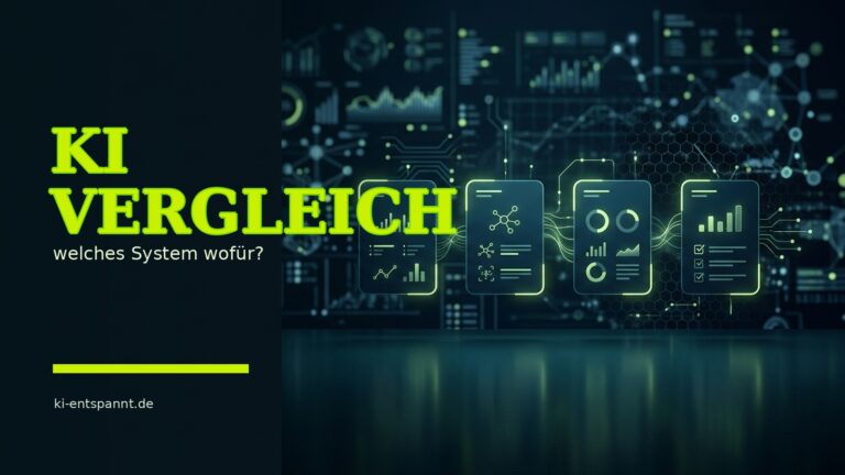 ChatGPT, Claude, Gemini oder Perplexity: Welche KI hilft bei Finanzfragen? – Titelbild im dunklen KI-Systeme-Stil