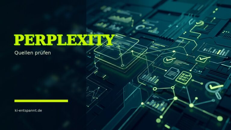 Perplexity: Finanzinformationen mit Quellen prüfen – Titelbild im dunklen KI-Systeme-Stil