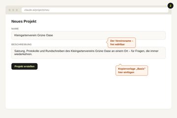 Wireframe: Formularfelder Name und Beschreibung ausgefüllt