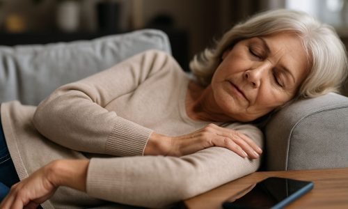 Altere Dame macht ihren Mittagsschlaf Altere Dame macht ihren Mittagsschlaf